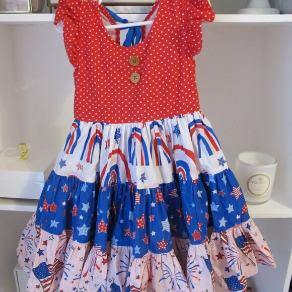 🔴🔴🔴SOLD🔴🔴🔴Eleanor Rose Girl's 4th of July Dress Size 5-6 EUC - Picture 3 of 7